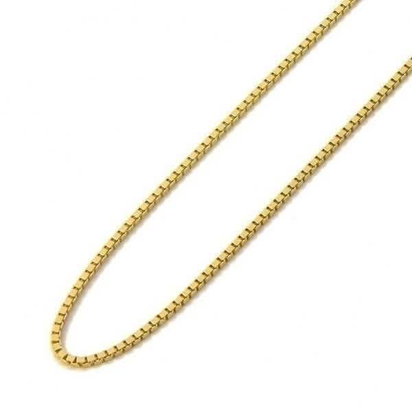 Halskette aus 14 Karat Gelbgold mit hochglanzpolierter klassischer Kasten-Gliederkette – verschiedene Größen