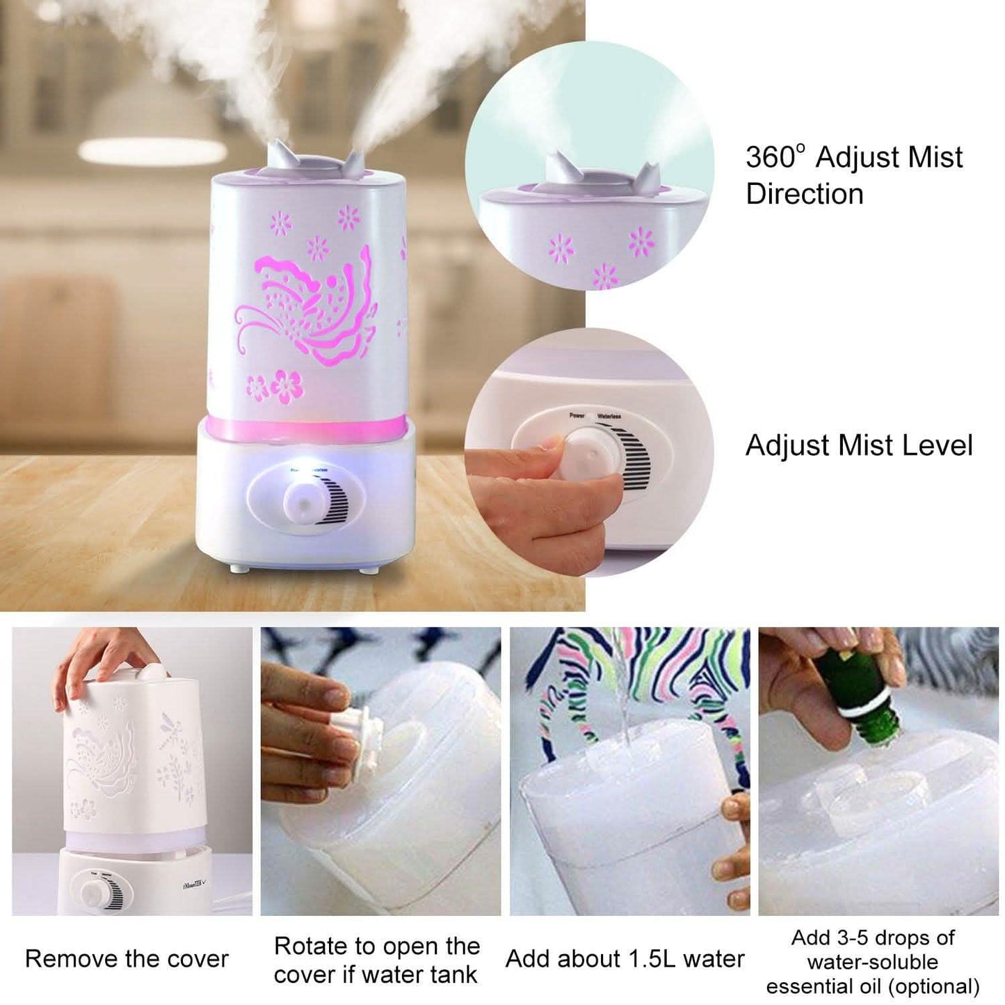 1500ml Ultraschall-Aroma-Diffusor für ätherische Öle