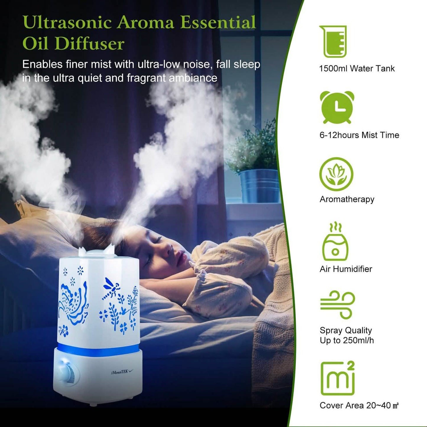 1500ml Ultraschall-Aroma-Diffusor für ätherische Öle