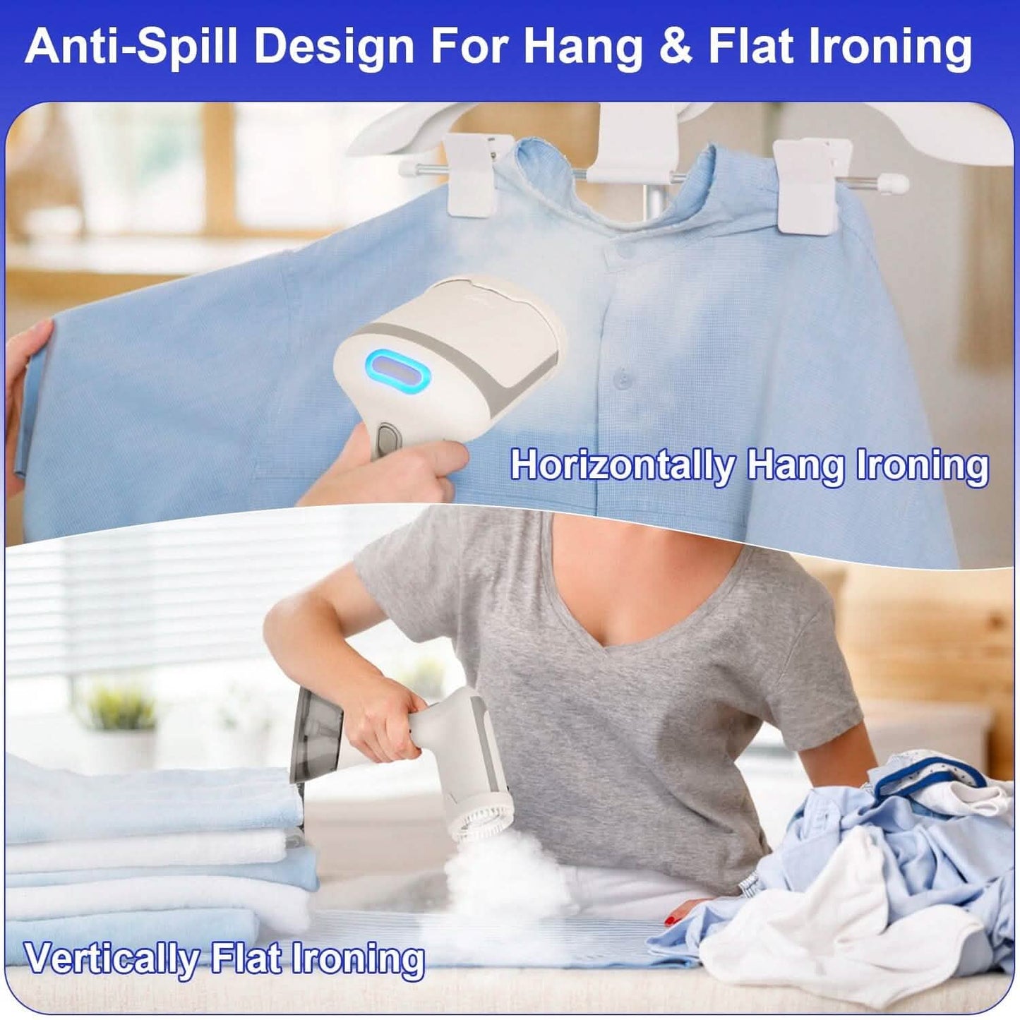 1500W Dampfglätter Tragbarer Handdampfer mit Fusselbürste Abnehmbarer 350ml Wassertank