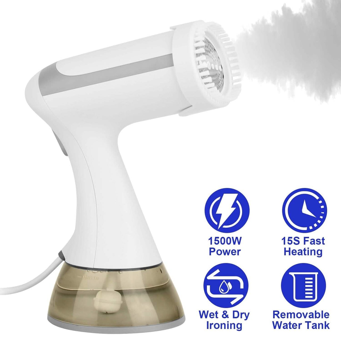 1500W Dampfglätter Tragbarer Handdampfer mit Fusselbürste Abnehmbarer 350ml Wassertank