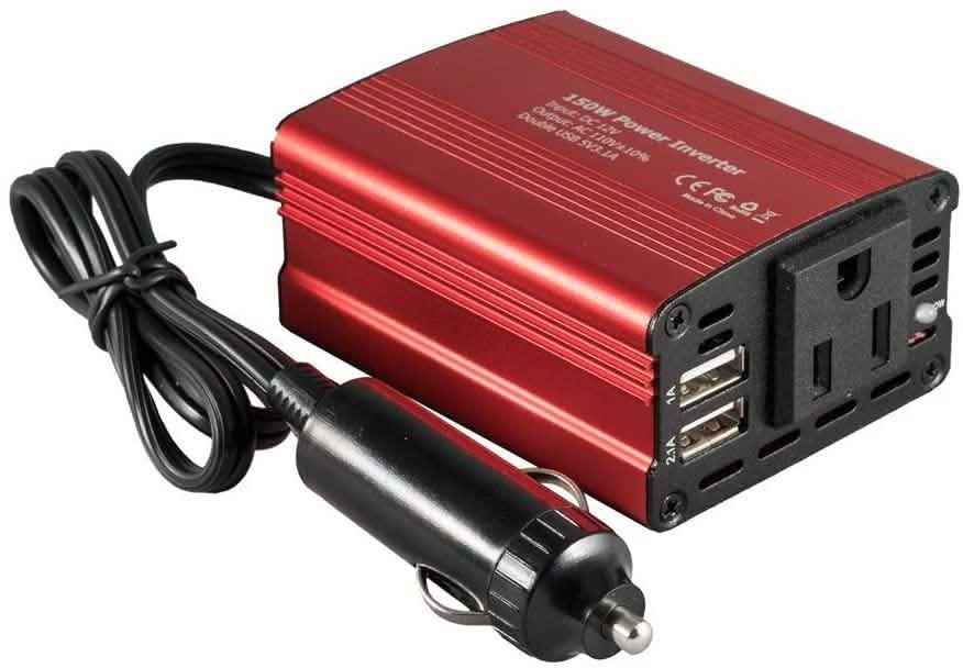 150W Auto-Wechselrichter 12V DC auf 110V AC Wandler mit 3.1A Dual-USB-KFZ-Ladegerät