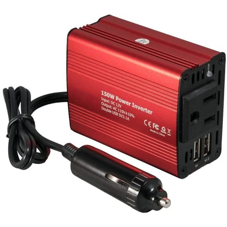 150W Auto-Wechselrichter 12V DC auf 110V AC Wandler mit 3.1A Dual-USB-KFZ-Ladegerät