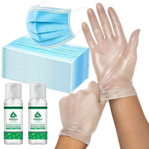 152-teilig: Handschuhe, Maske & Handdesinfektionsmittel – Schutz-Set für die ganze Familie