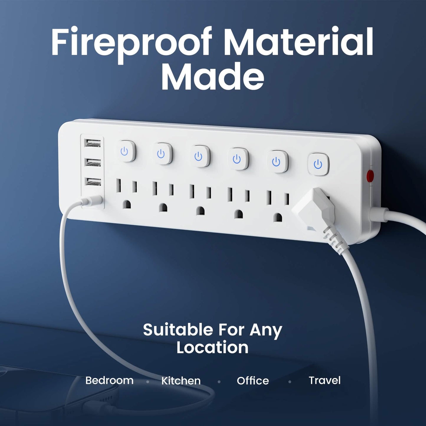 10-in-1 Mehrfachsteckdosenleiste – 6 AC, 3 USB-A, 1 Typ-C