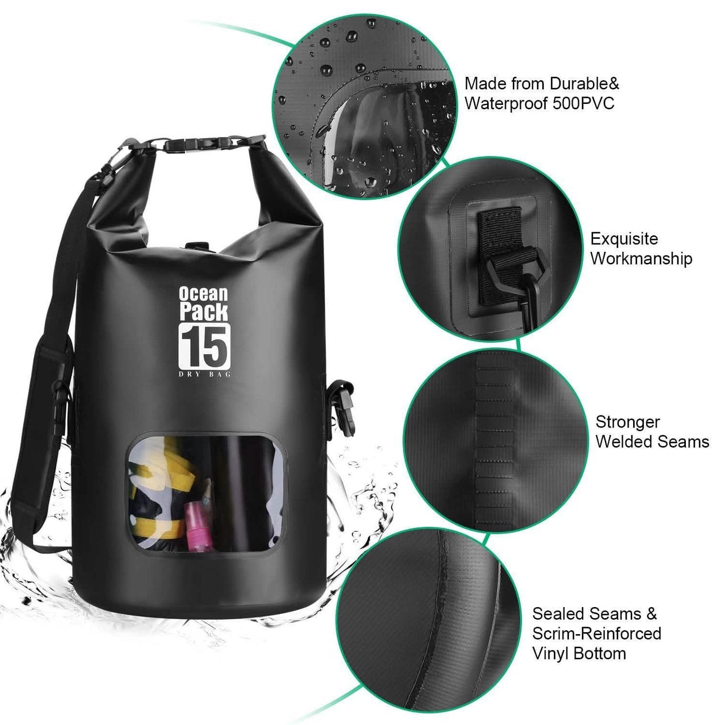 15L wasserdichter, leichter Packsack