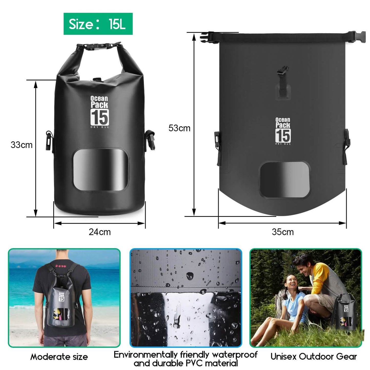15L wasserdichter, leichter Packsack