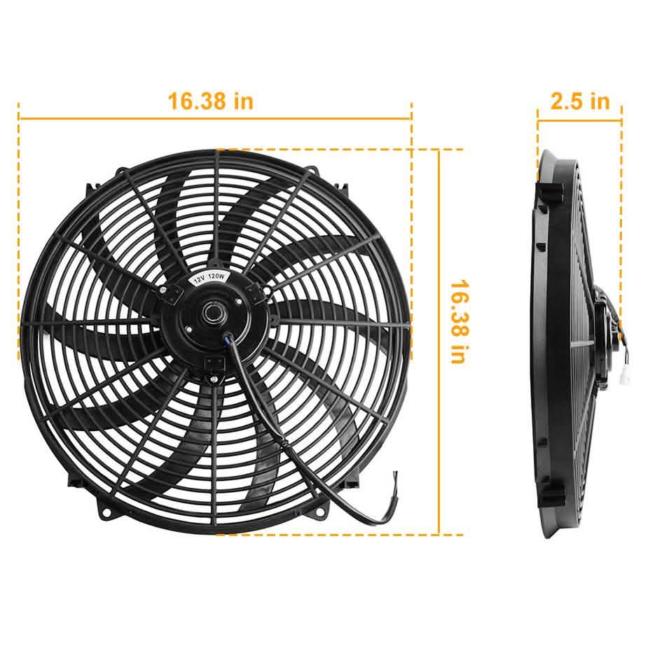 16" Elektrischer Kühlerlüfter 12V 120W 10 Flügel Auto-Thermostat-Kit