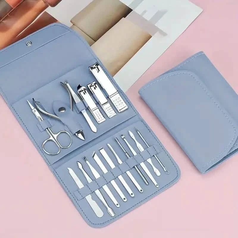 16-teiliges Maniküre-Set: Nagelknipser-Set mit tragbarer Reisetasche