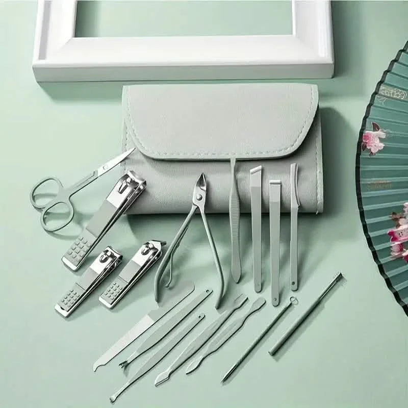 16-teiliges Maniküre-Set: Nagelknipser-Set mit tragbarer Reisetasche