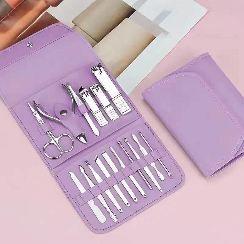 16-teiliges Maniküre-Set: Nagelknipser-Set mit tragbarer Reisetasche
