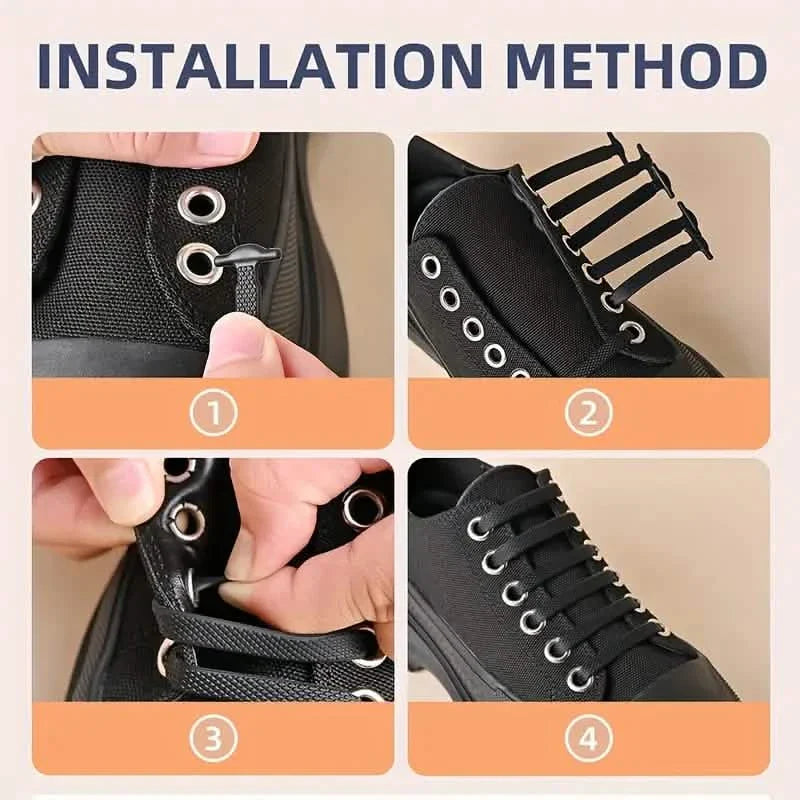 16-teiliges Set: Elastische Silikon-Schnürsenkel – schnürsenkelfrei für Skate-, Freizeit- und Sneakerschuhe
