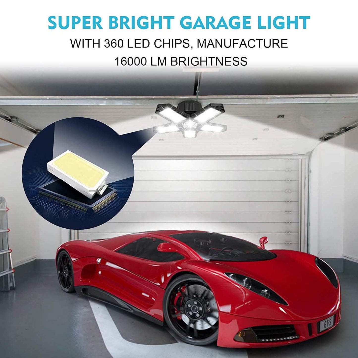 16000LM Garagenleuchte mit 6 LED-Garagendeckenleuchten-Paneelen