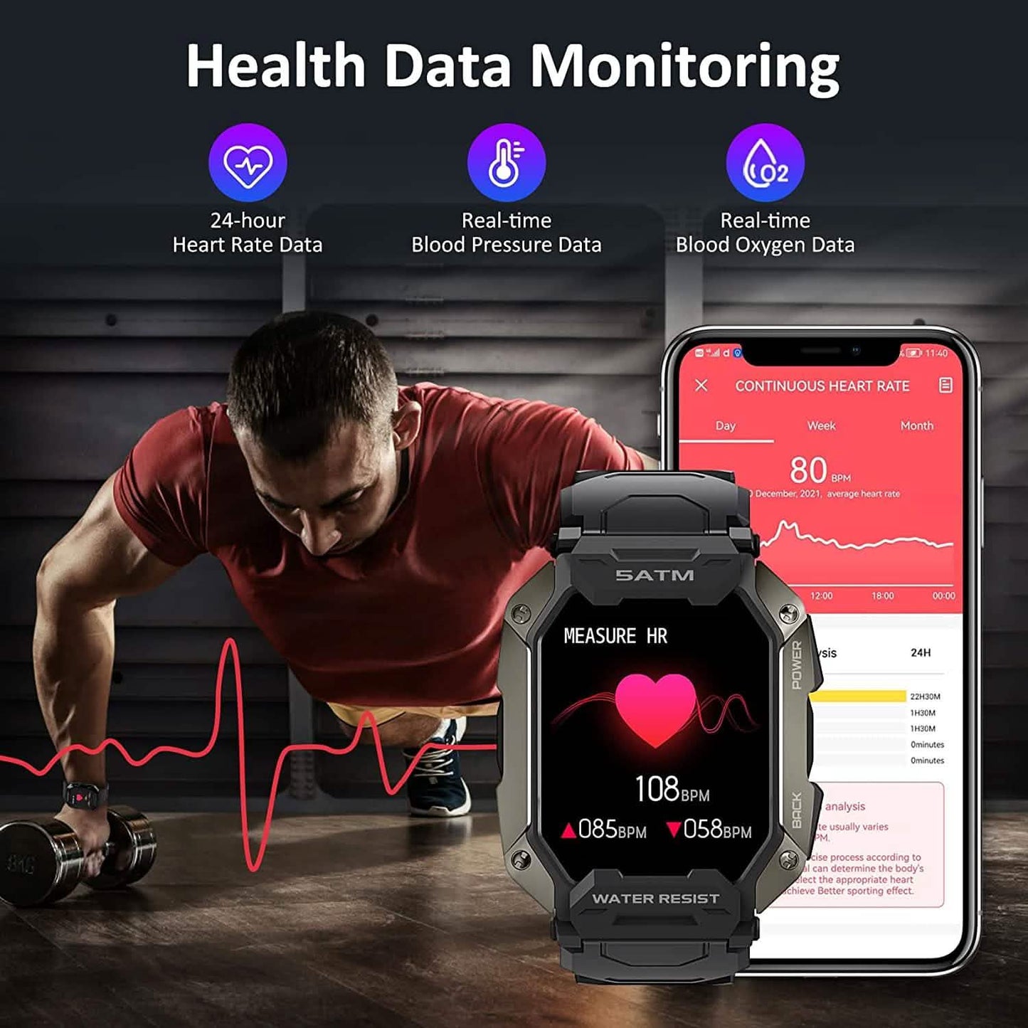 1,71" Taktische Militär-Sport-Smartwatch