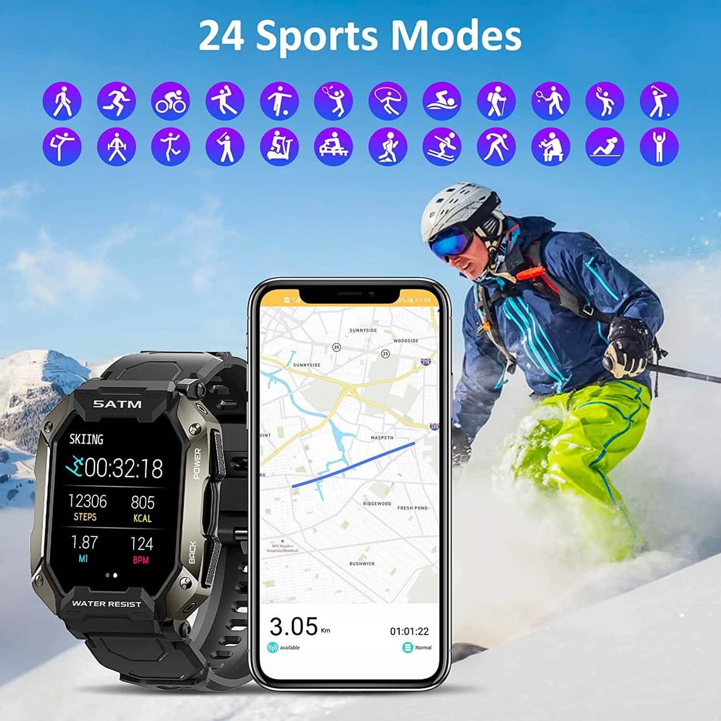 1,71" Taktische Militär-Sport-Smartwatch