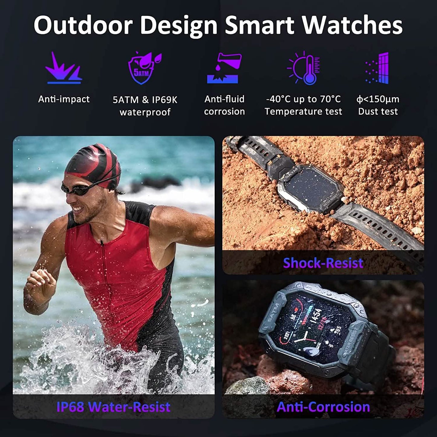 1,71" Taktische Militär-Sport-Smartwatch