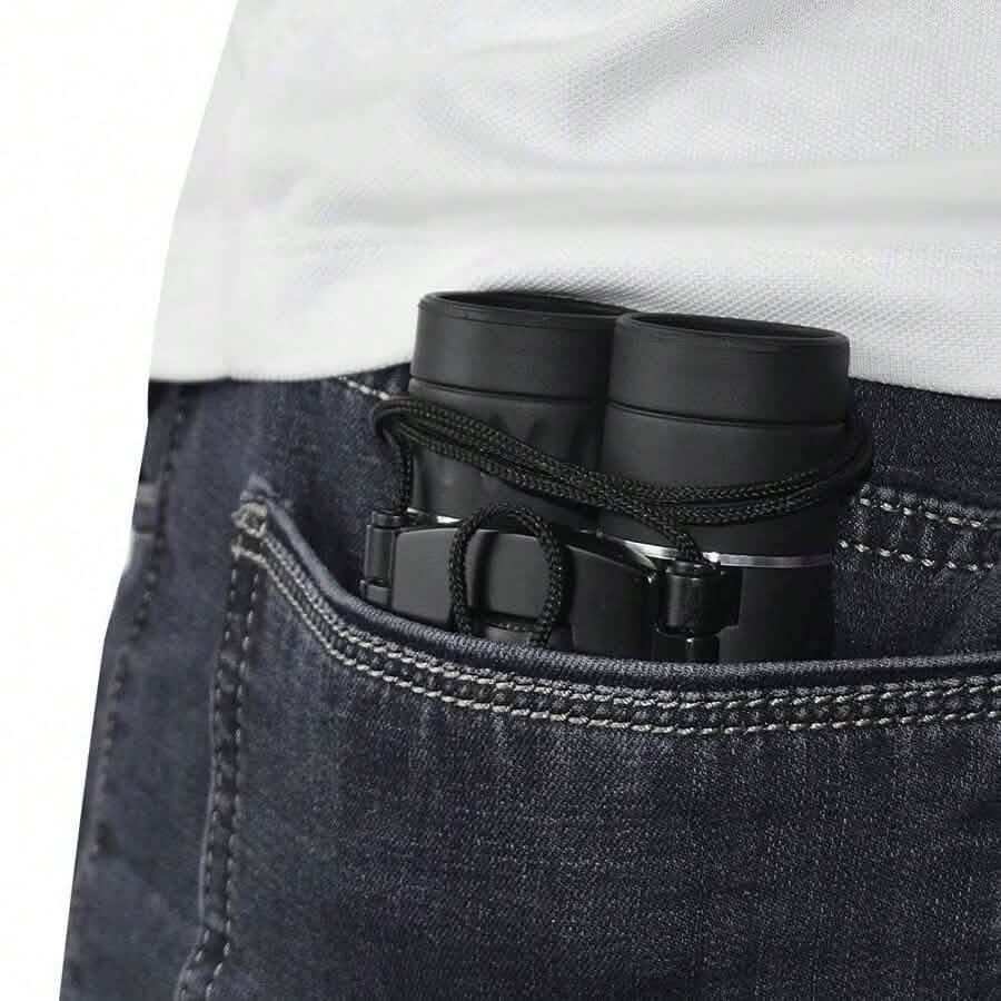Hochleistungs-Mini-Taschenfernglas 10x25 mit Telefonadapter – Kompakt, leicht, tragbar – Schwarz