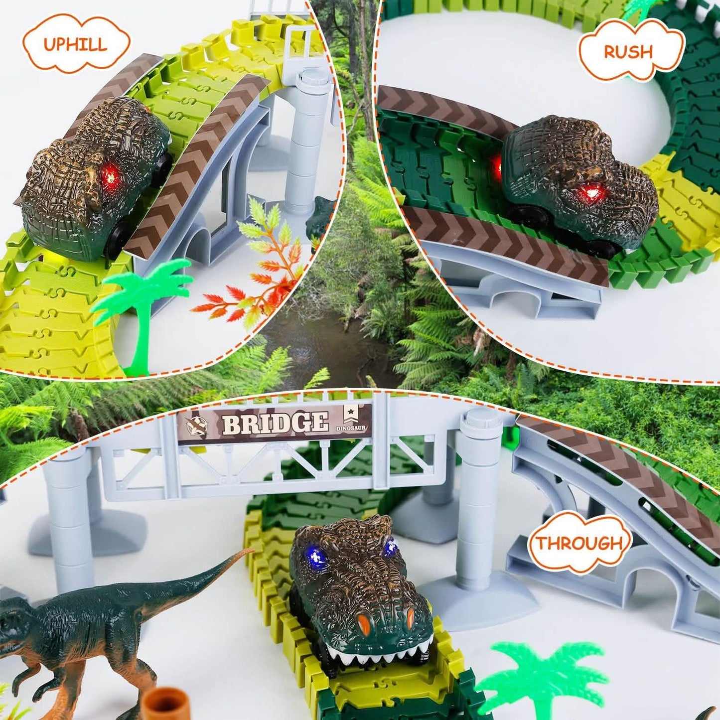 175-teiliges: Dinosaurier-Rennbahn-Set