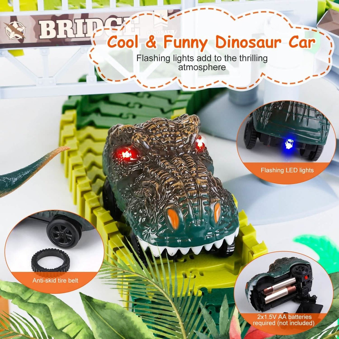 175-teiliges: Dinosaurier-Rennbahn-Set