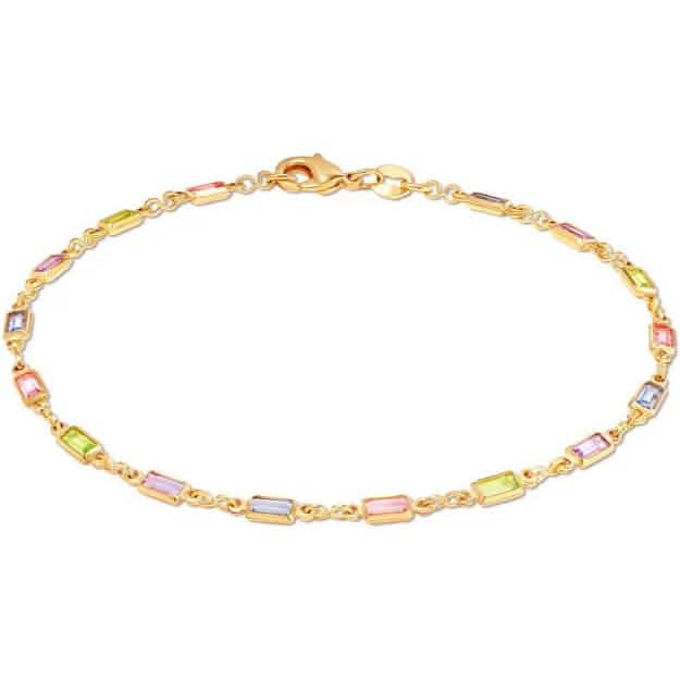 18K Gold Baguette Multi Stone Kristallarmband für Damen
