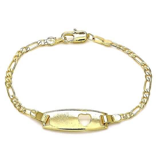 18k Gold Filled Hochglanz Figaro Herzglied ID-Namensarmband