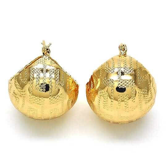 18k Gold Filled, Hochglanzpoliert, kleiner Ohrring, griechisches Schlüsseldesign, polierte Oberfläche, goldfarben