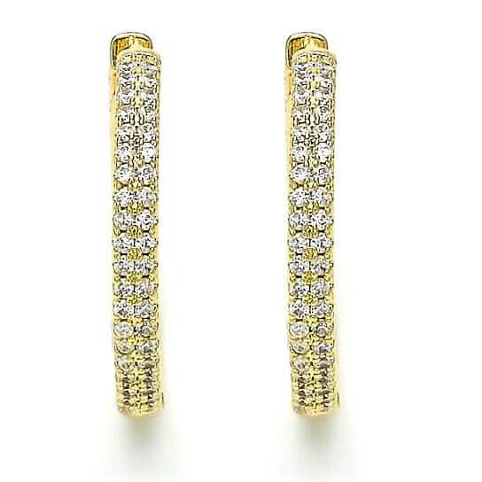 18 Karat Gold Filled Creolen Hochglanz mit Kristall, Goldfarben