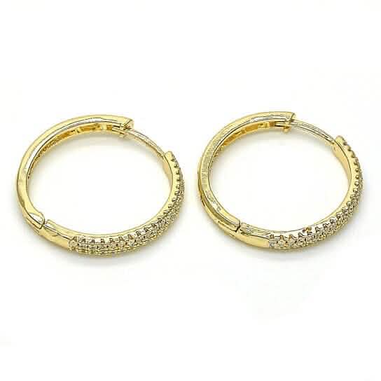 18 Karat Gold Filled Creolen Hochglanz mit Kristall, Goldfarben
