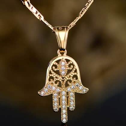18K vergoldeter Kristall-Hamsa-Hand-Anhänger