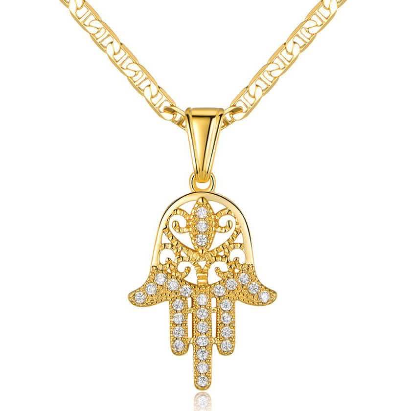 18K vergoldeter Kristall-Hamsa-Hand-Anhänger
