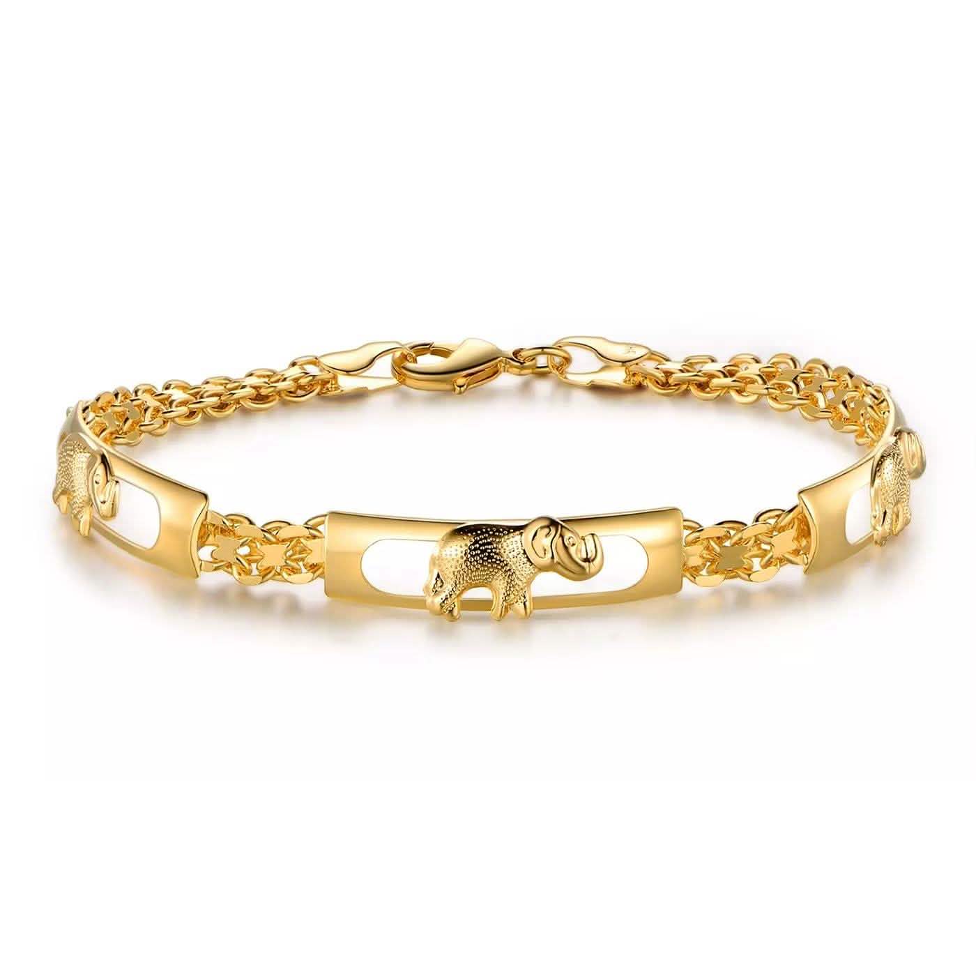 18 Karat vergoldetes Glückselefanten-Parade-Armband