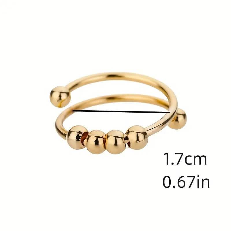 18K Gold drehbare Perlen Angst-Ring
