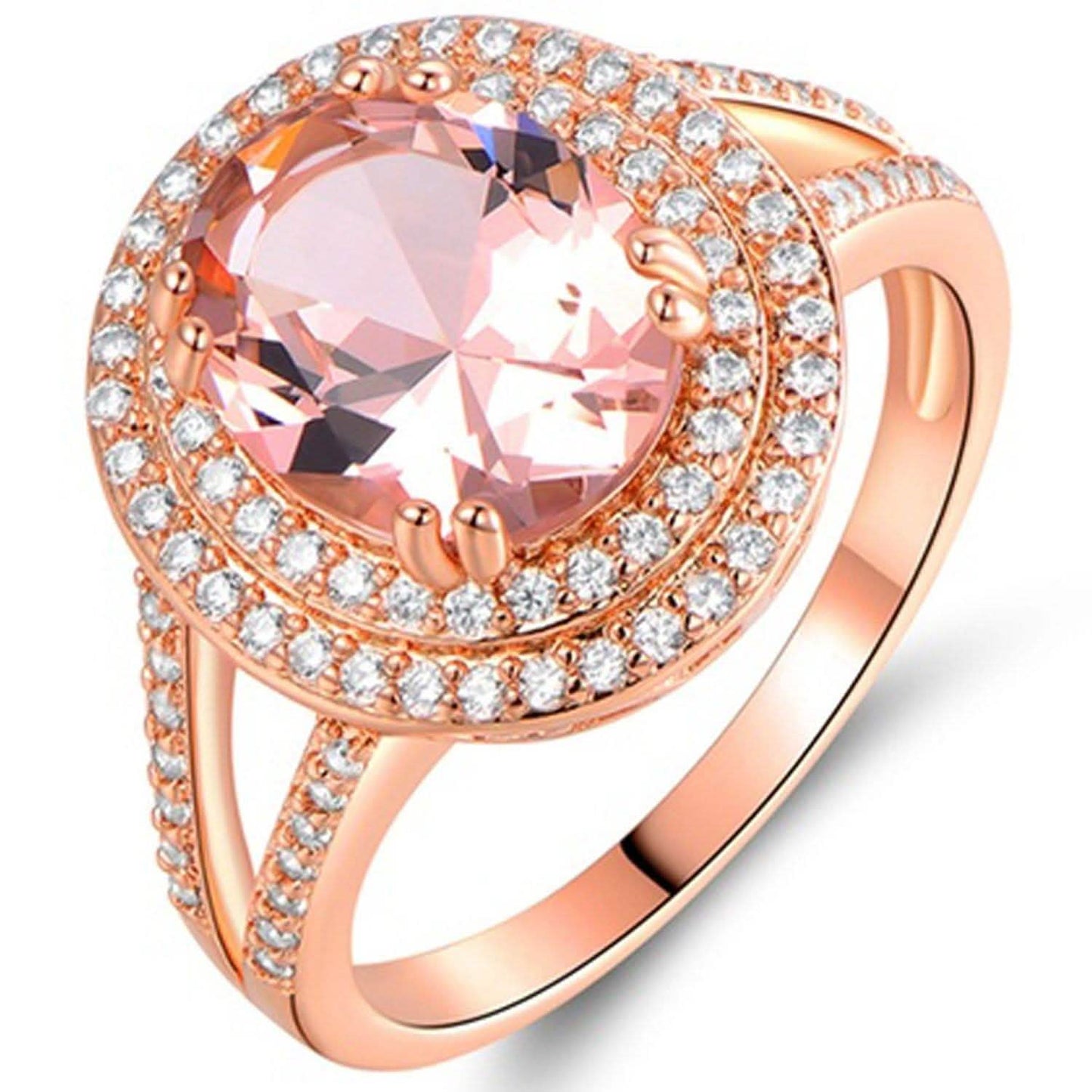 18K Roségold Verlobungsring mit ovalem Morganit - Verschiedene Größen