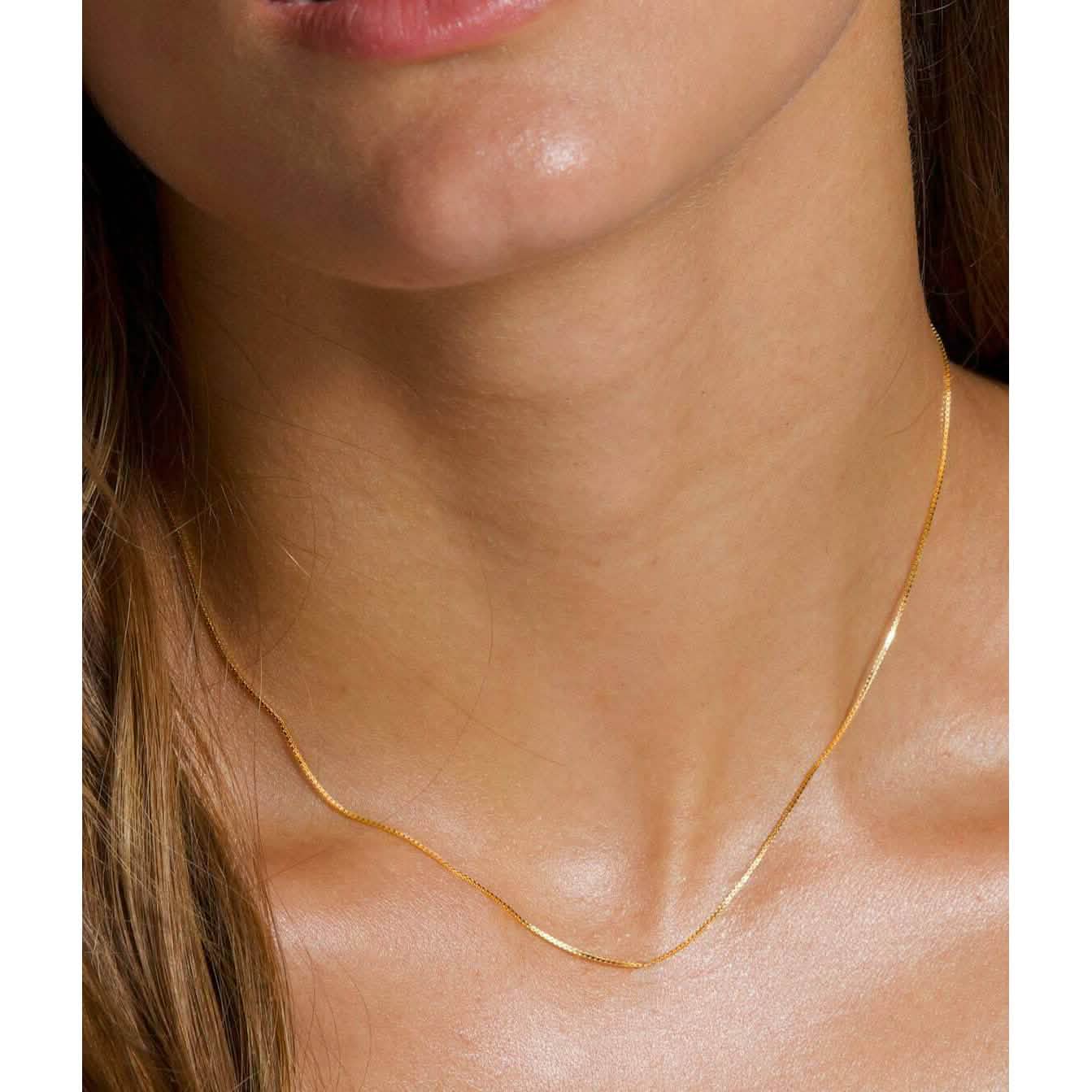 18K Massivgold Kastenkette Unisex