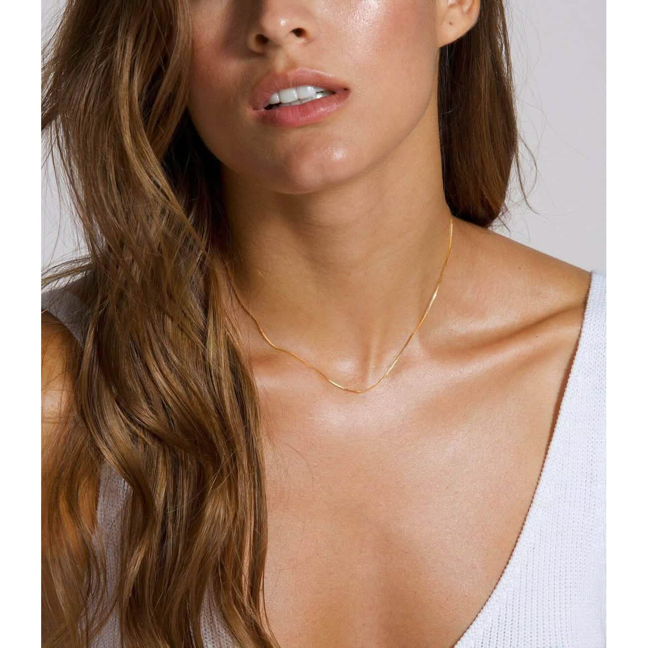 18K Massivgold Kastenkette Unisex