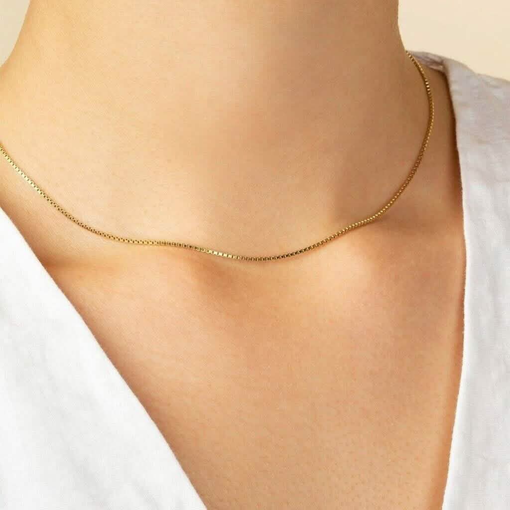 18K Massivgold Kastenkette Unisex