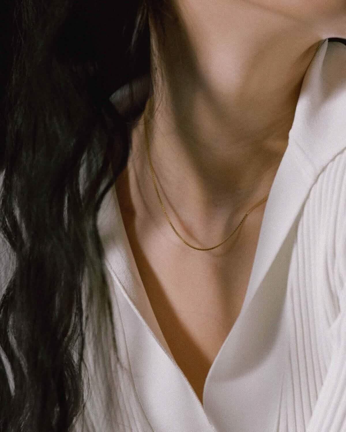 18K Massivgold Kastenkette Unisex