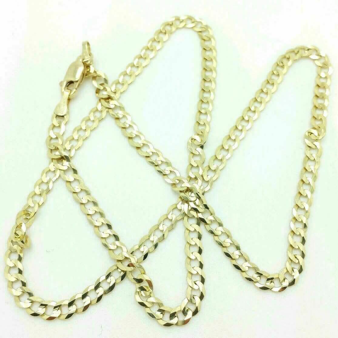 18K Massivgold Kubanische Halskette Herren Damen 4mm