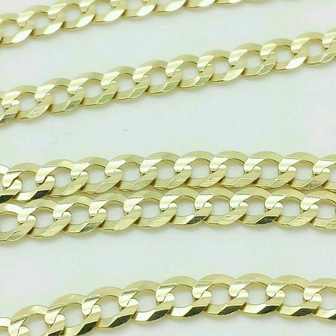 18K Massivgold Kubanische Halskette Herren Damen 4mm