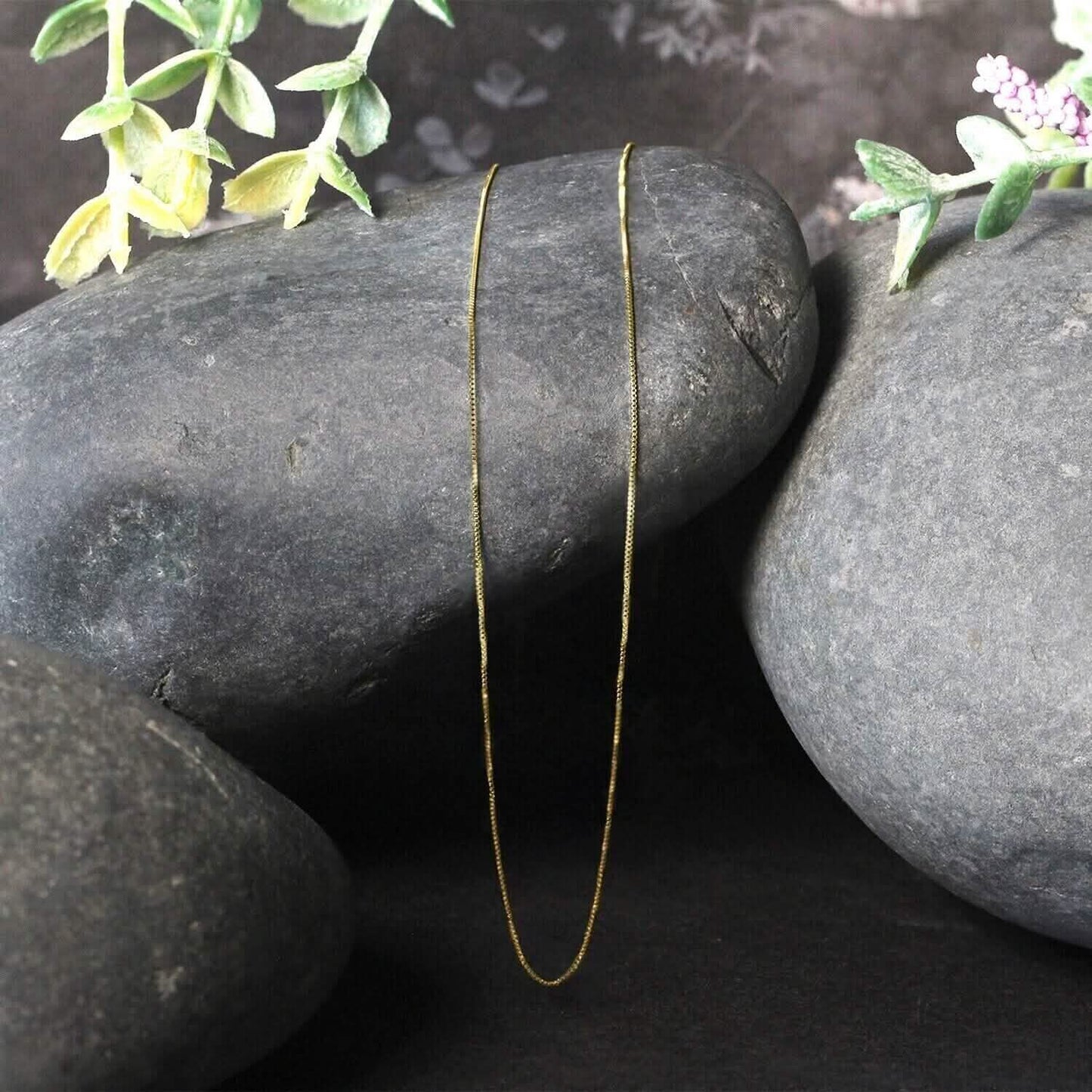 18K Massives Gelbgold Box-Halskette Echte Goldkette