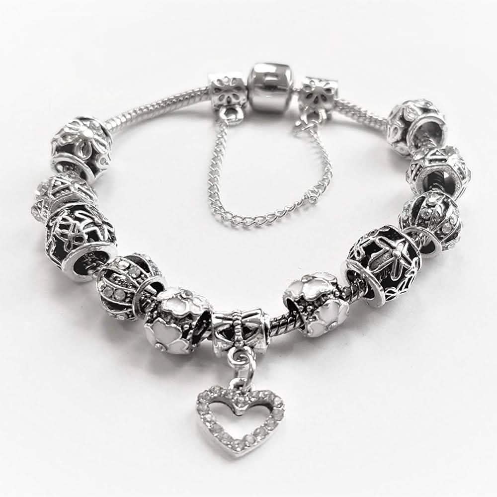 18K Weißgold plattiertes Kristallherz-Charm-Armband