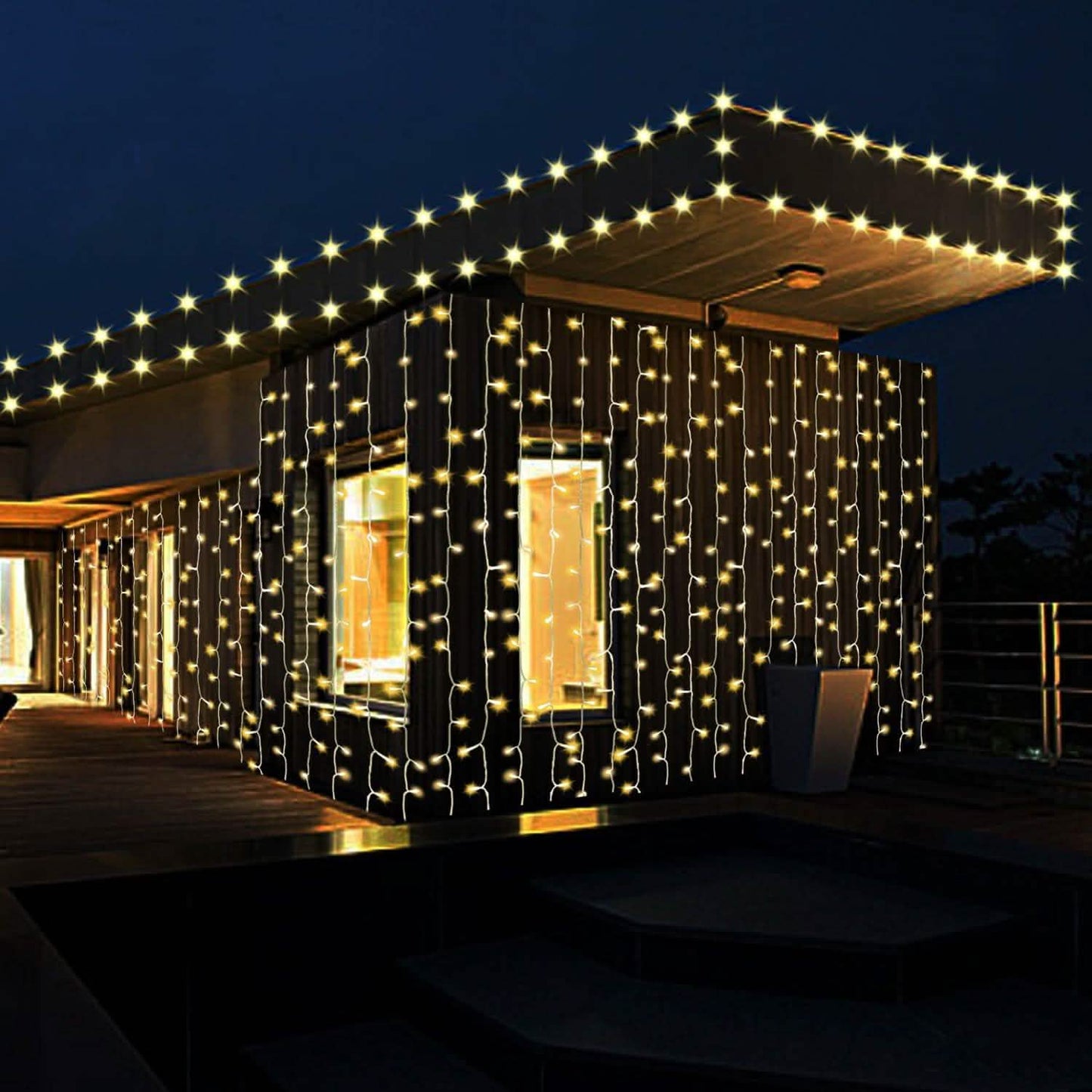 19.6 x 6.6 FT. 448 LED Warmweiße Wasserdichte Lichterkette Vorhang
