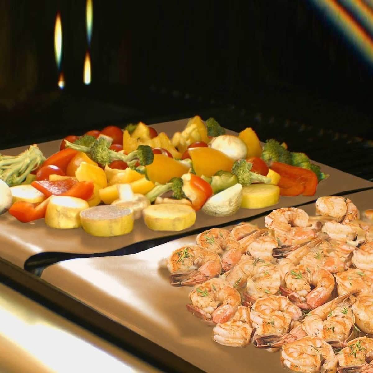 2er-Pack: Grill- und Backmatte mit Kupferinfusion