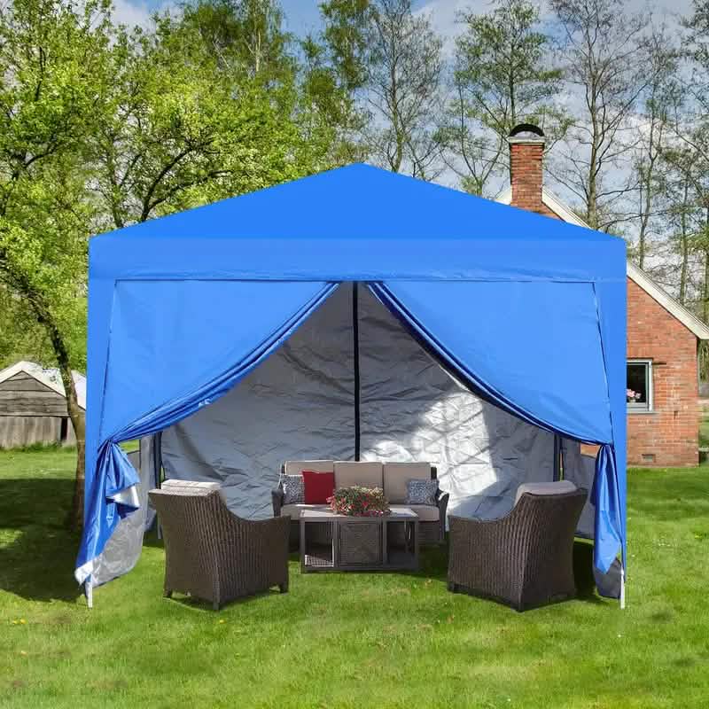 Outdoor 3x3 m Pop-Up Pavillon Zelt mit abnehmbarer Seitenwand mit Reißverschluss