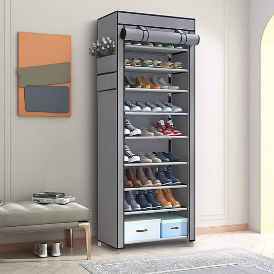 10-stöckiges Schuhregal mit 9 Fächern, Schrank-Organizer
