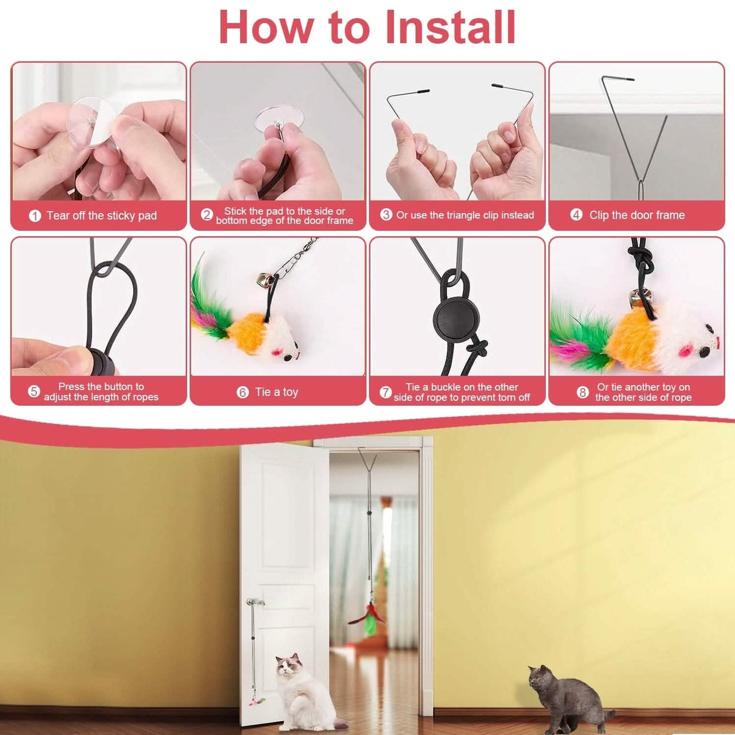 2 Katzenangelspielzeuge mit Saugnapf, doppelseitiges interaktives Katzenfeder-Spielzeug
