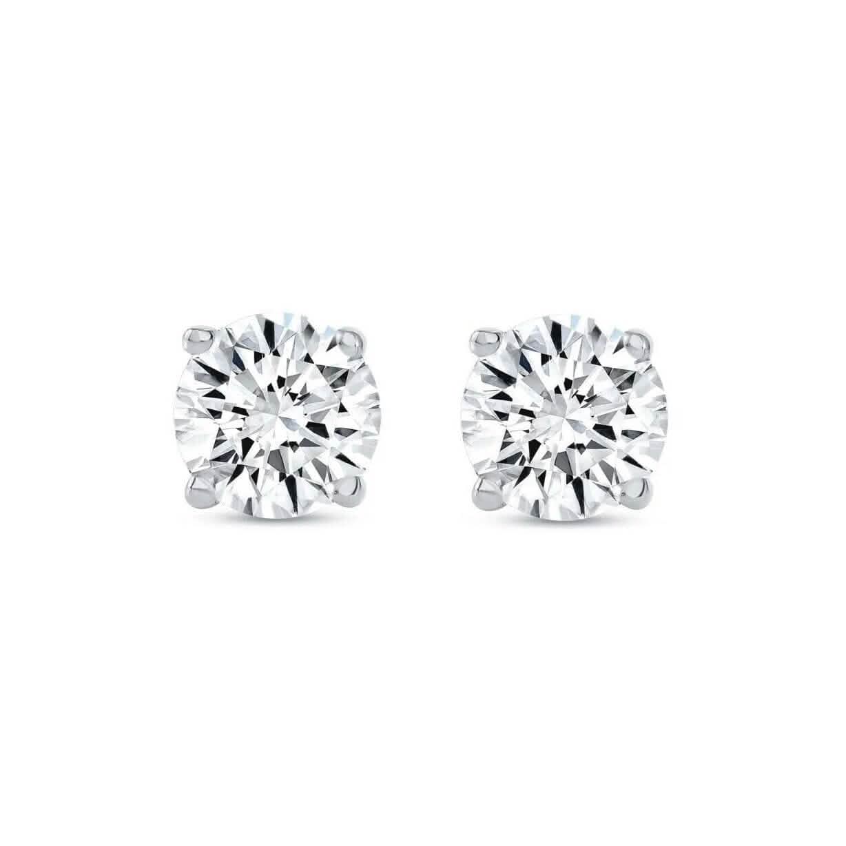 2 Karat runde, im Labor gezüchtete Diamantohrringe aus Platin 950, E/VVS, Korbfassung, Schraubverschluss