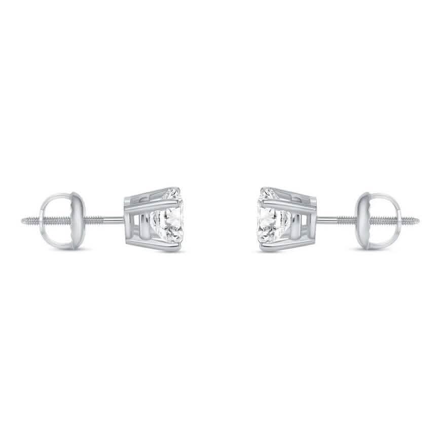 2 Karat runde, im Labor gezüchtete Diamantohrringe aus Platin 950, E/VVS, Korbfassung, Schraubverschluss