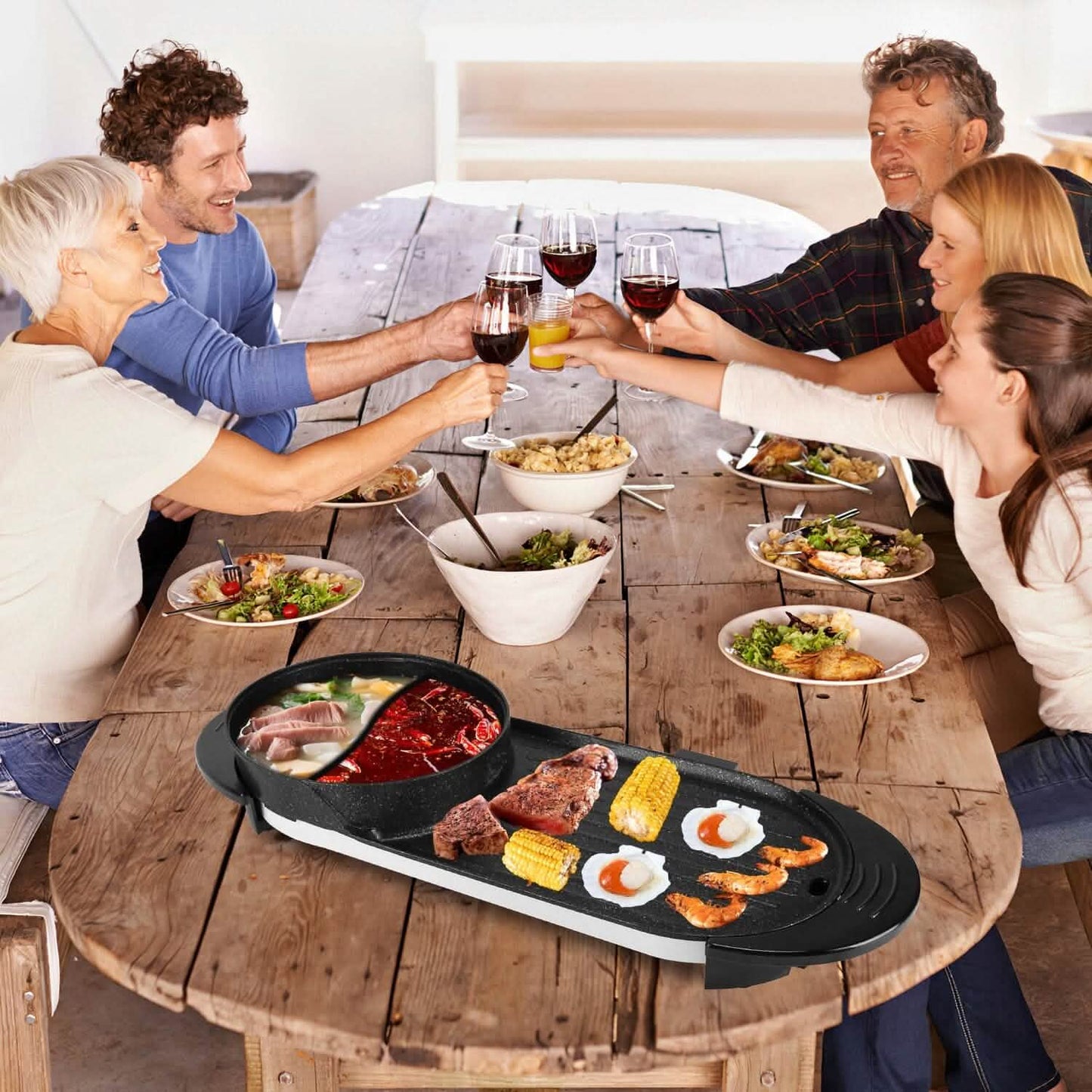 2-in-1 Elektro-Heißtopf mit BBQ-Grill 2200W