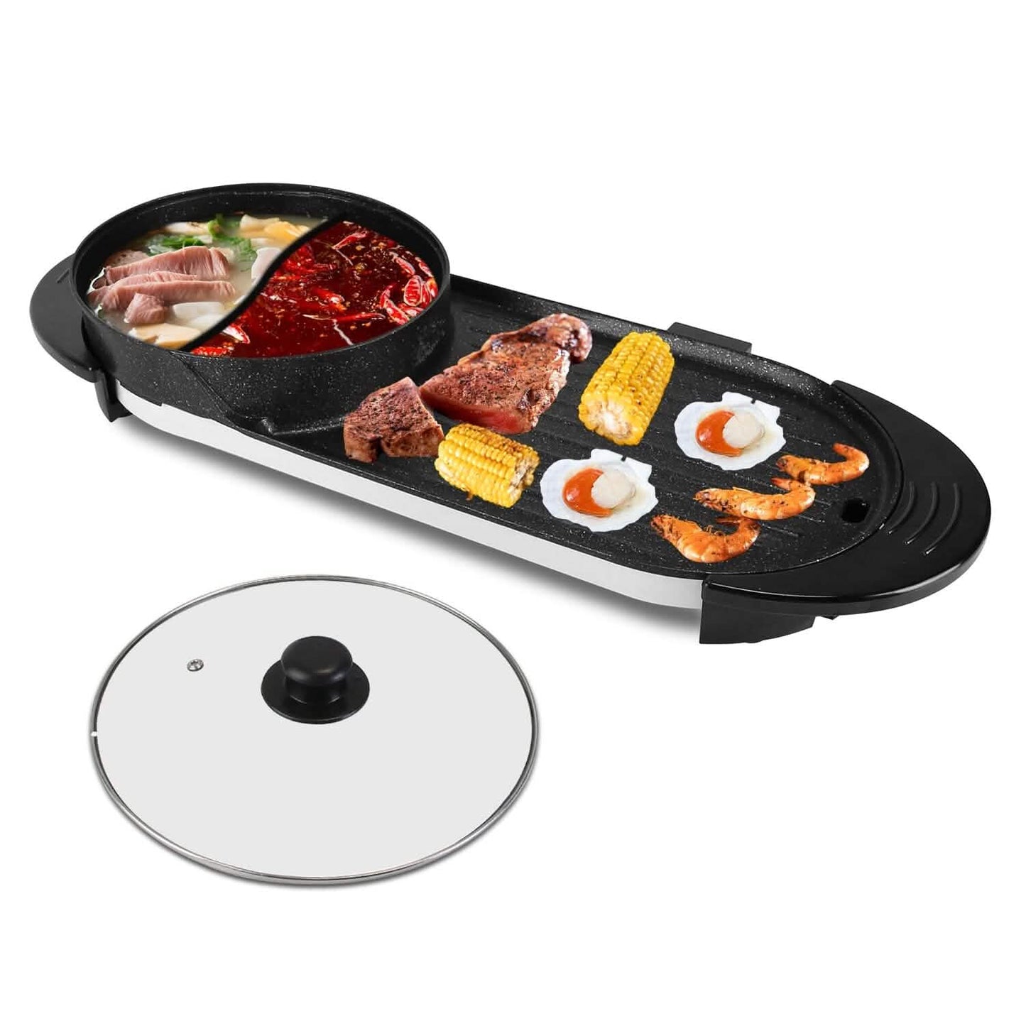 2-in-1 Elektro-Heißtopf mit BBQ-Grill 2200W